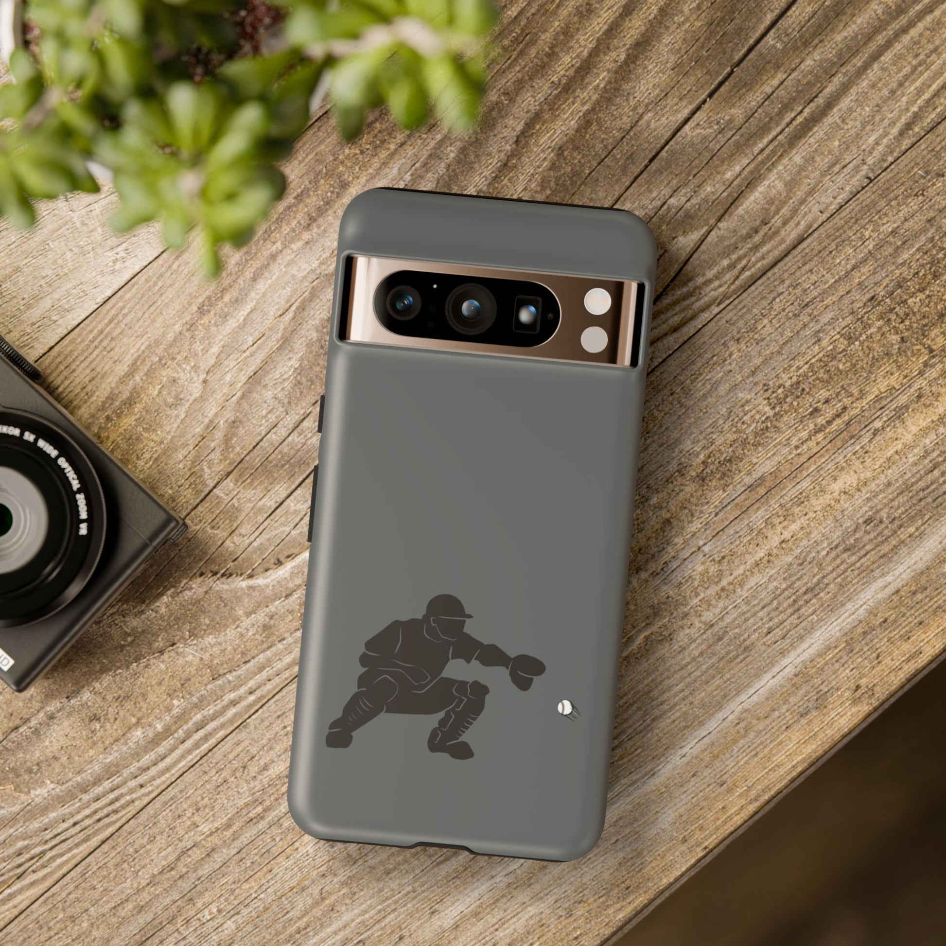 Printify baseball catcher phone case with rugged protective design, fitting smartphone to shield against drops and impacts.