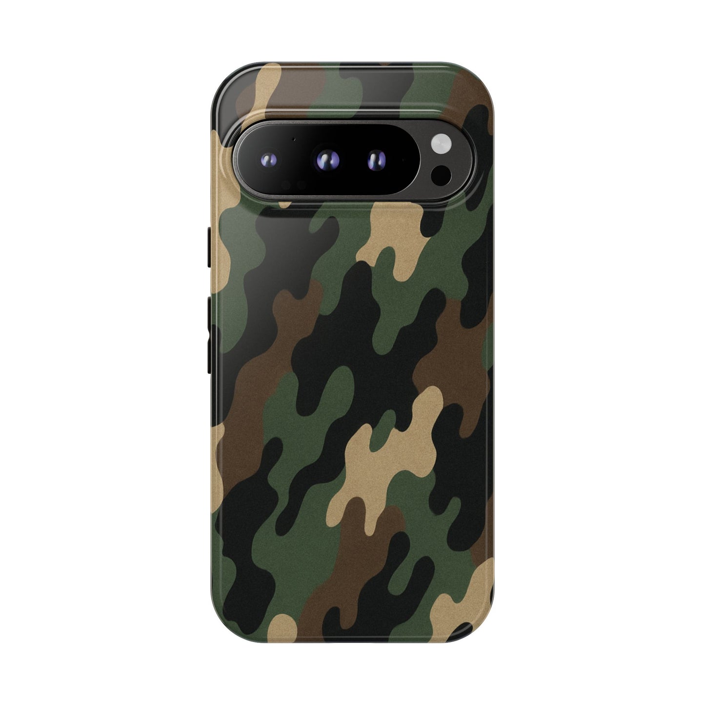 Rugged camouflage phone case by Printify with durable protective design for smartphones, featuring a rugged camo pattern.