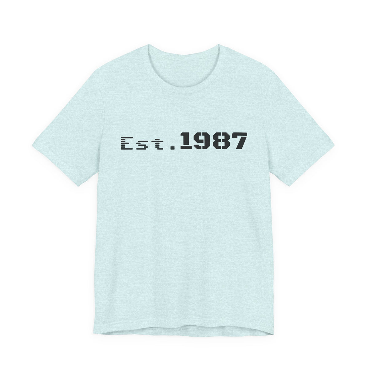 Vintage Est. 1987 T-Shirt by Printify featuring classic design celebrating the year 1987 on a comfortable cotton tee.