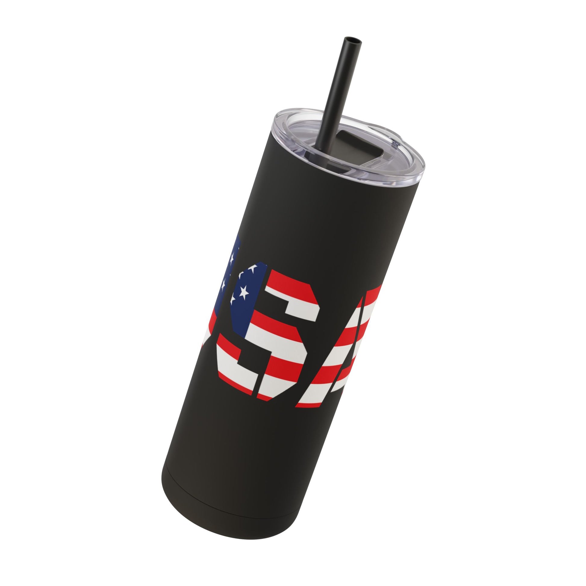 USA Flag Tumbler - 20oz Skinny Matte Drinkware, Travel Mug, Patriotic Gift, Fourth of July, Summer BBQ, Camping, Outdoor - TRV