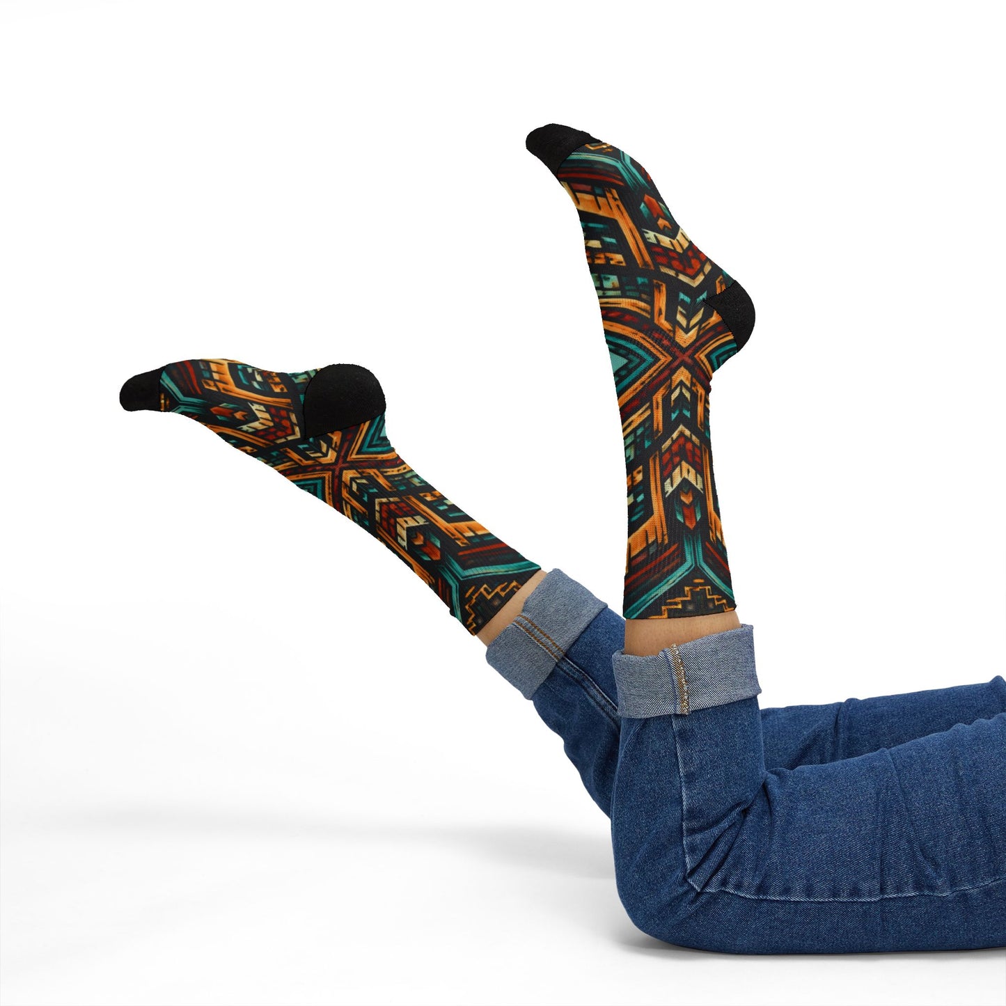 Southwestern Aztec Pattern Socks | Geometric Tribal Print