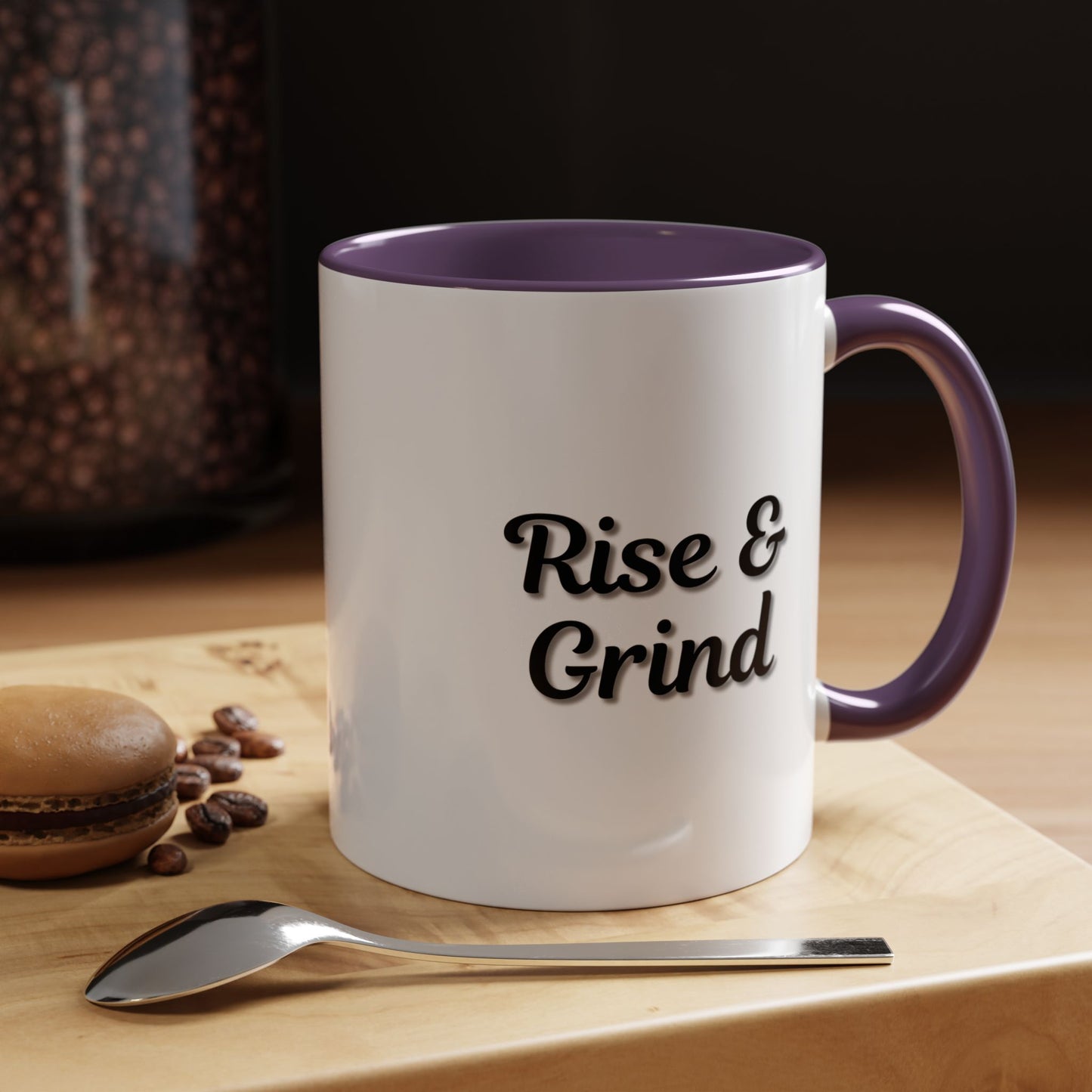 Motivational Rise & Grind Coffee Mug, Black Accent Mug, Daily Inspiration, Gift for Coffee Lovers, 11oz 15oz Ceramic Cup