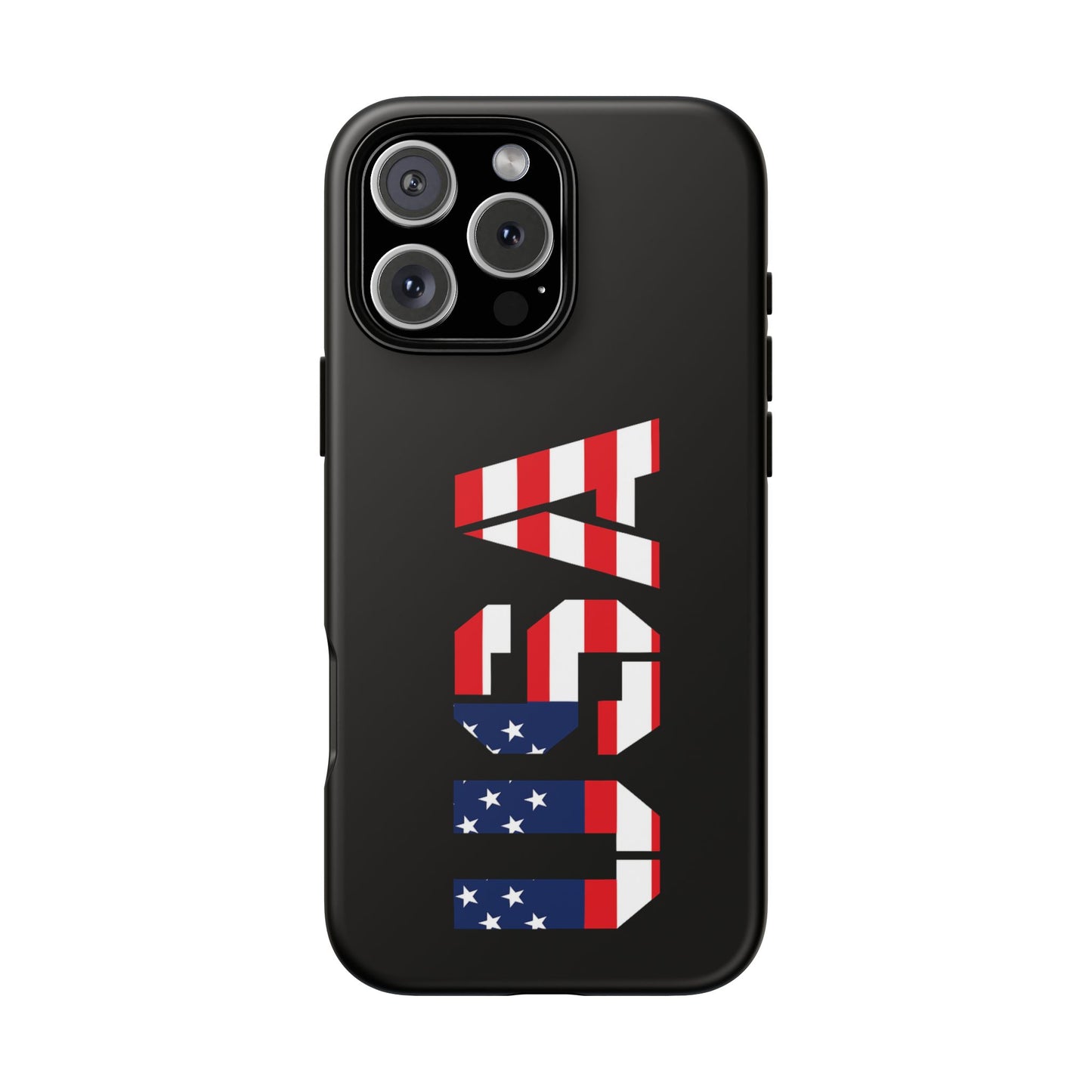 American flag phone case by Printify, durable USA-themed tough case with patriotic stars and stripes design for smartphones.