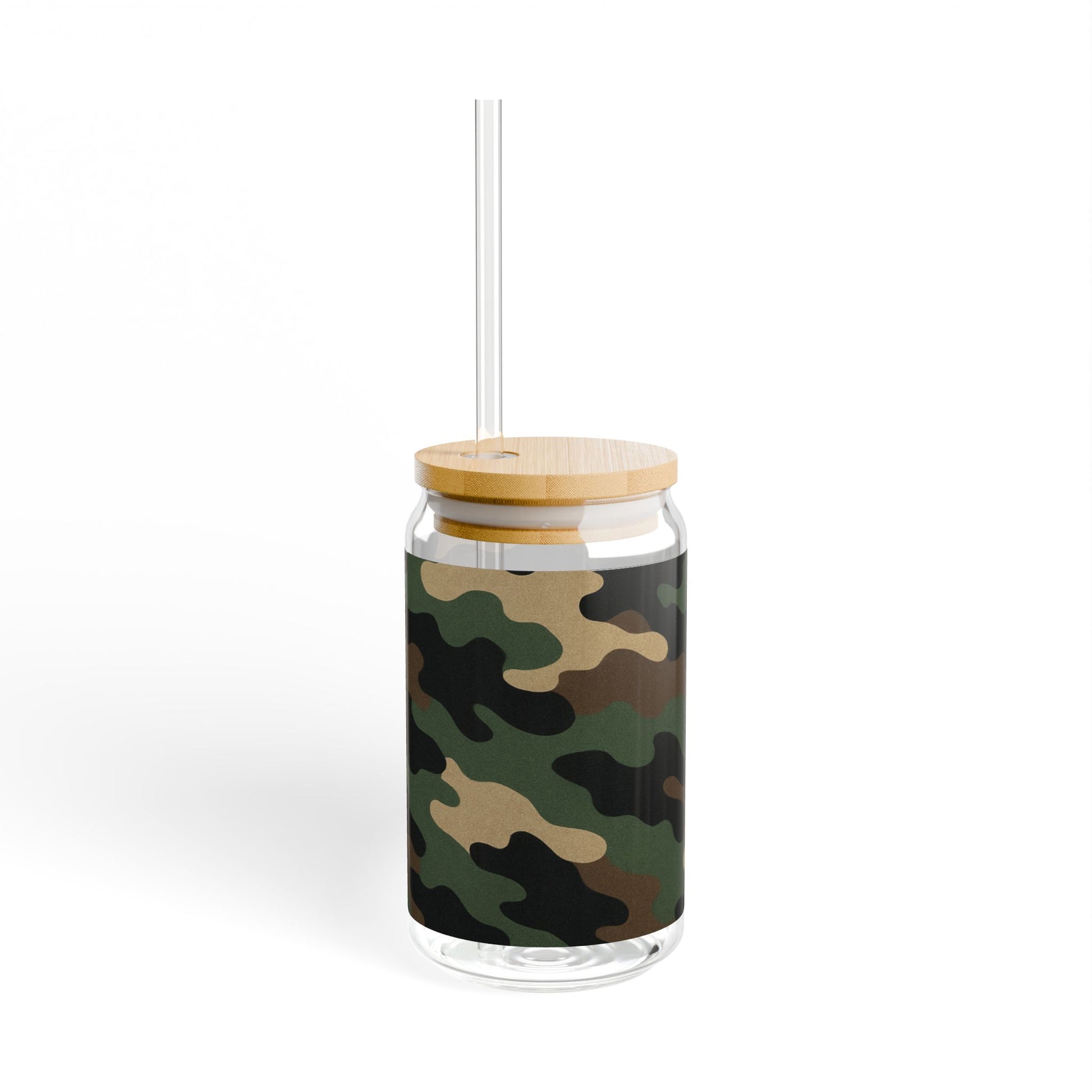 Camouflage Sipper Glass | 16oz Eco-Friendly Drinkware, Perfect for Outdoor Adventures, Camping, Parties, and Unique Gifts - TRV