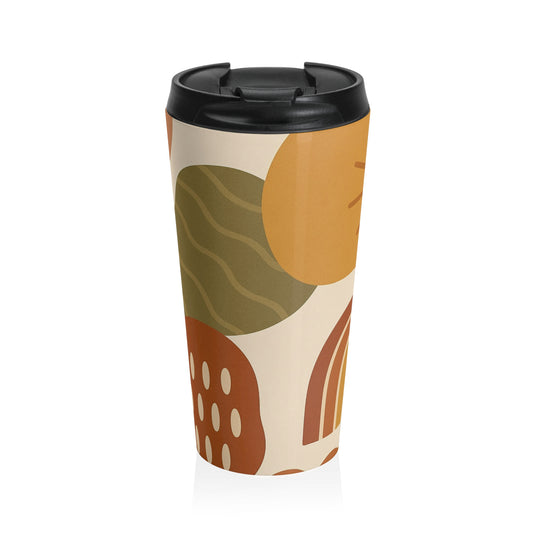 Abstract earth tone 15oz insulated stainless steel travel mug - view 2