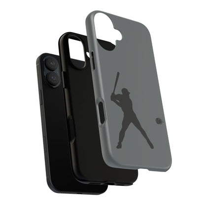 Black baseball silhouette tough phone case for iPhone, protective sporty design by Printify.