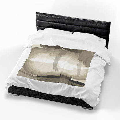Abstract Neutral Shapes Velveteen Plush Blanket | Modern Minimalist Art