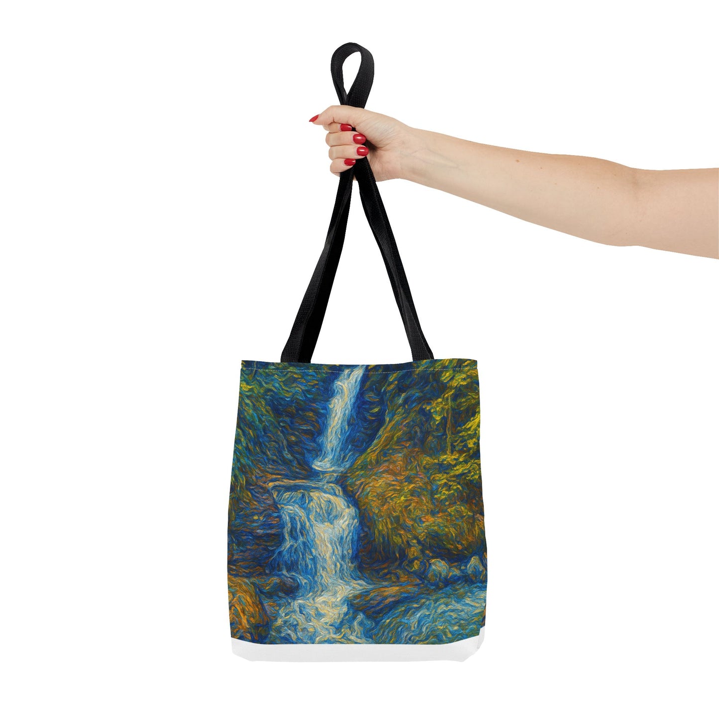 Nature-Inspired Tote Bag, Artistic Eco-Friendly Shopper, Waterfall Design, Reusable Market Bag, Gift for Nature Lovers - TRV