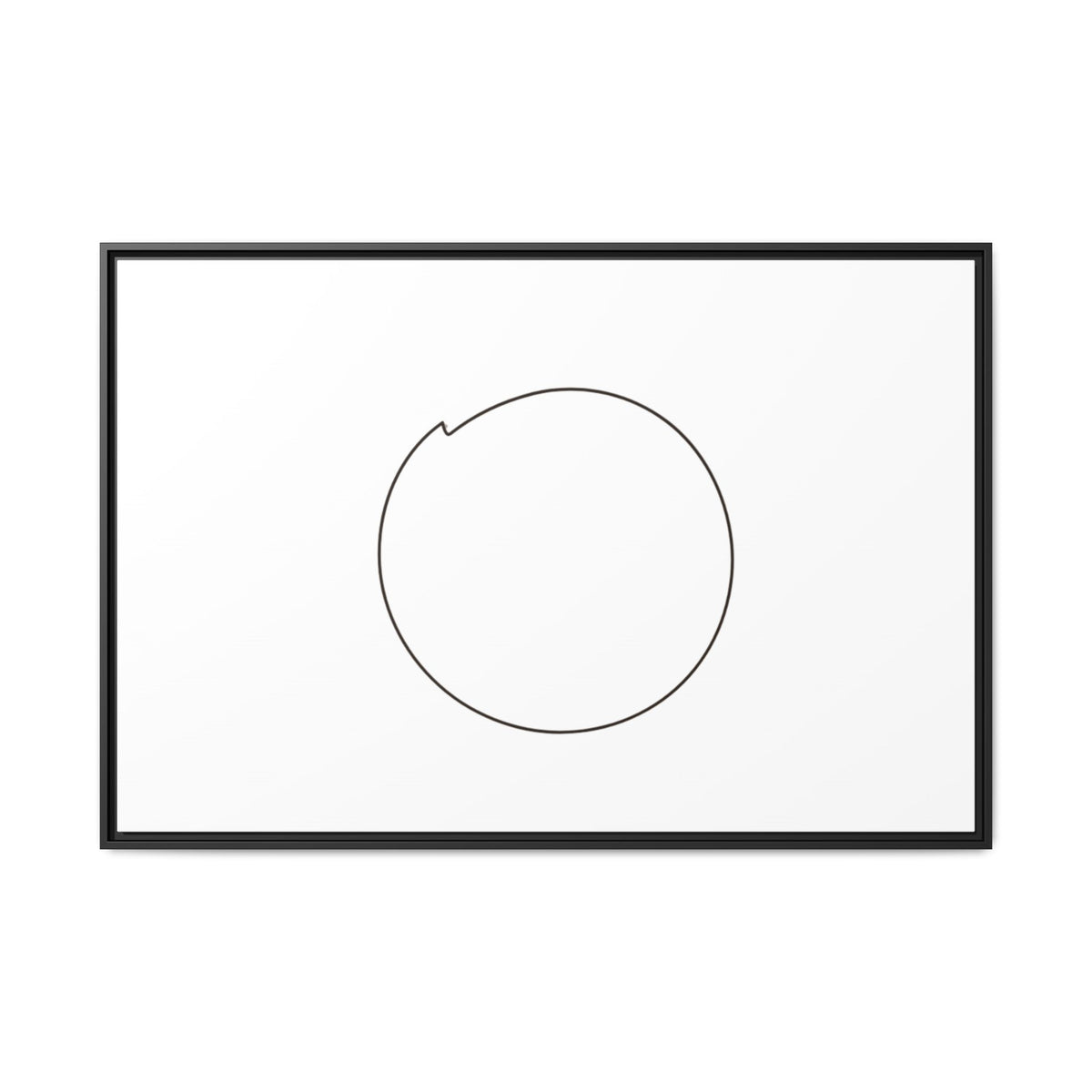 Framed matte canvas wall art featuring a minimal circular line design, by Printify, ideal for modern home decor.