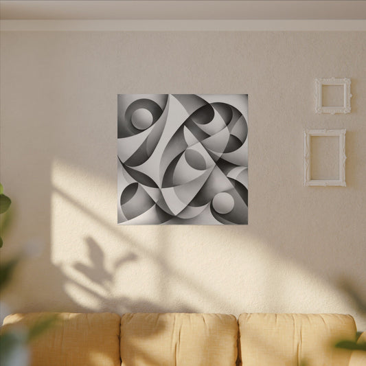 Monochrome Abstract Geometric Art Matte Canvas
