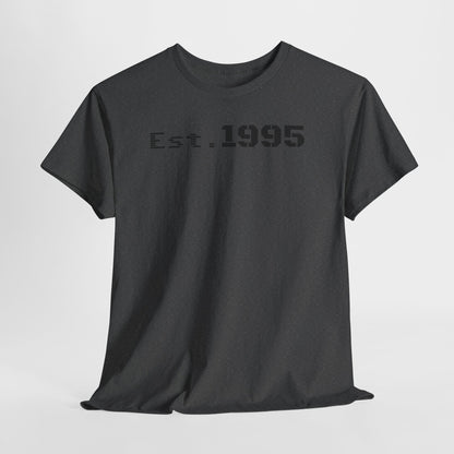 Unisex Heavy Cotton Tee - Est. 1995, Vintage Birthday Gift, Customizable Tee, Retro Unisex Shirt, Casual Everyday Wear