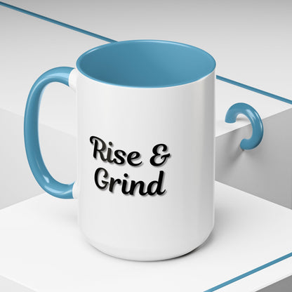 Rise & Grind Coffee Mug – Motivational Black Accent Mug for Daily Inspiration - TRV