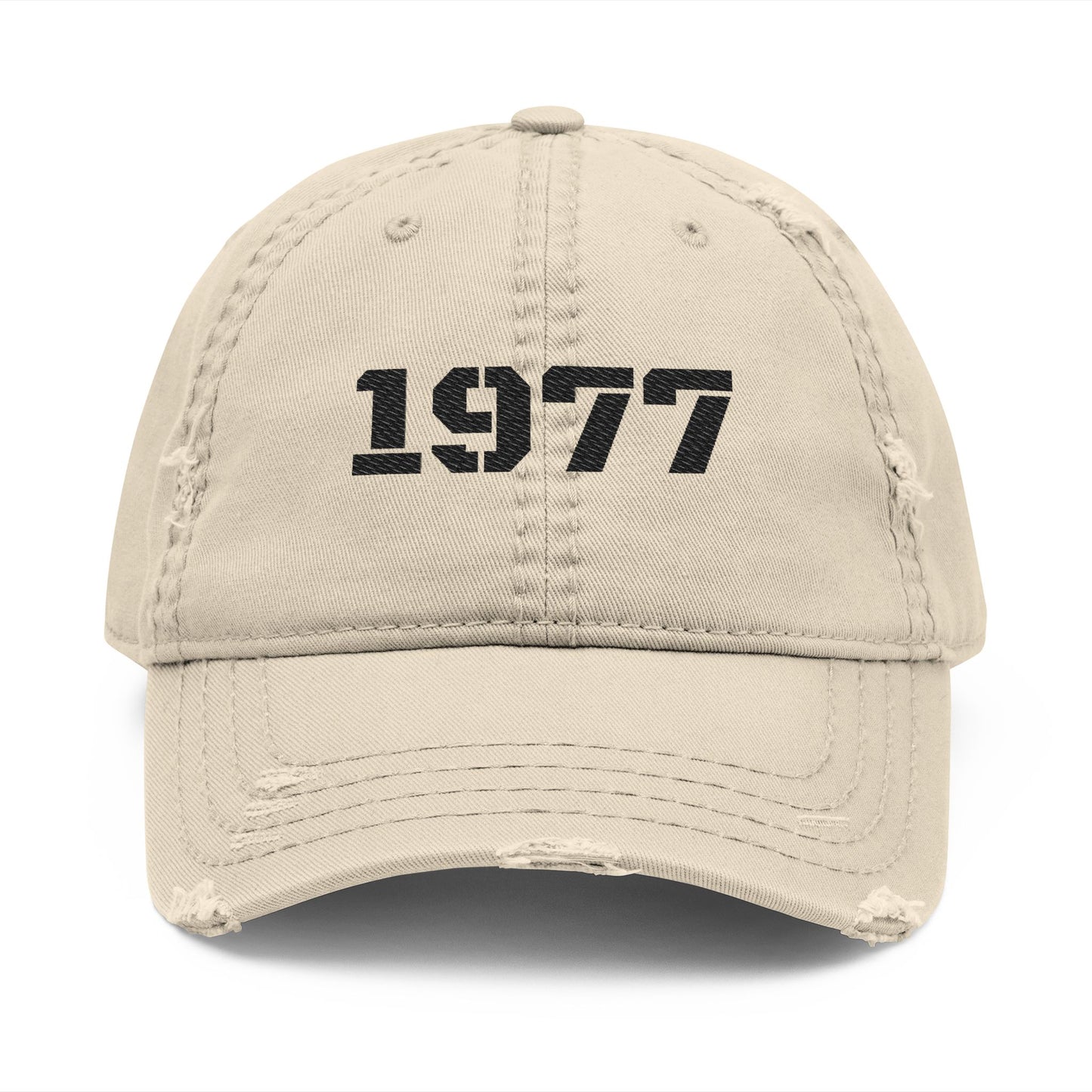Distressed Dad Hat with 1977 Embroidery, Vintage Cap, Casual Fashion Accessory, Perfect Gift for Birthdays, Stylish Sun Protection, [...] - TRV