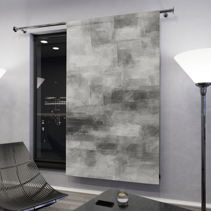 Gray abstract print curtains by Printify, stylish window drapes for living rooms, with soft fabric and modern design.