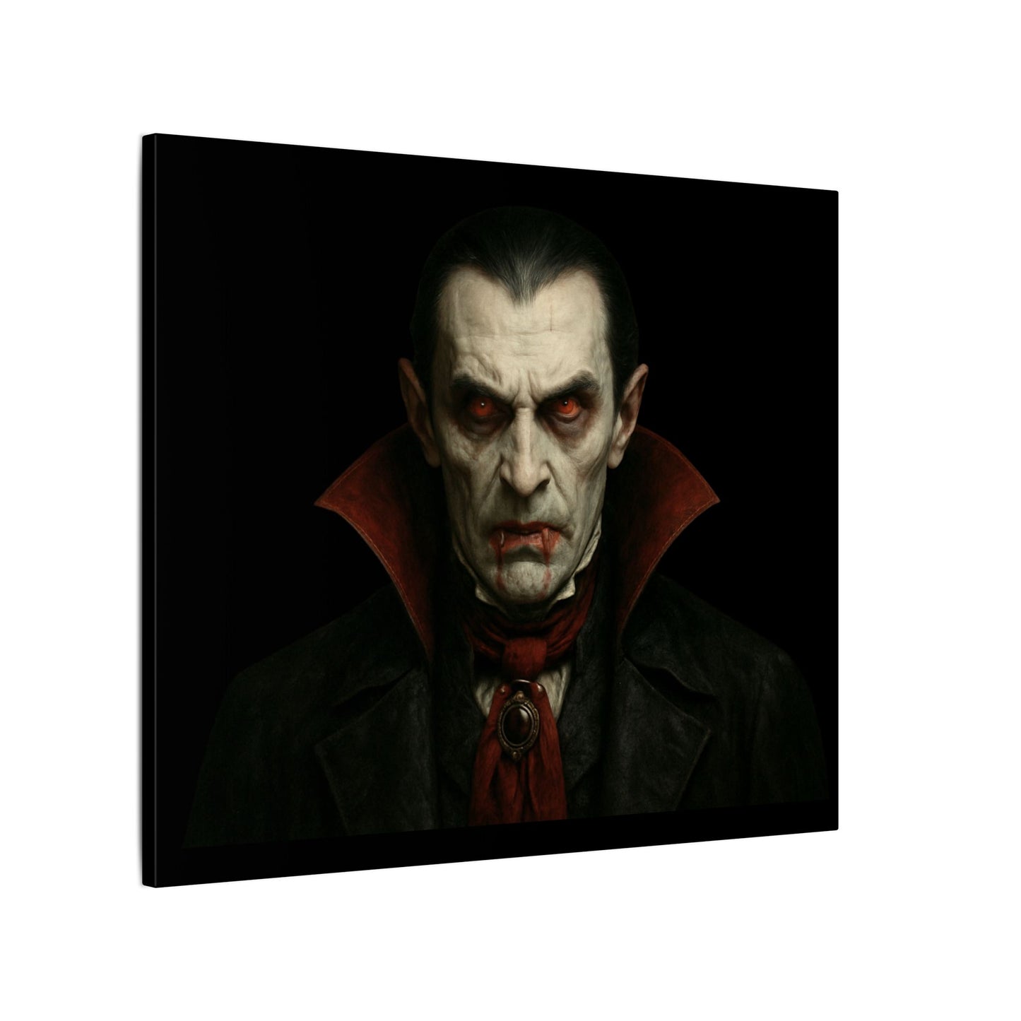 Vampire Portrait Canvas Wall Art – Gothic Dracula Matte Stretched Print
