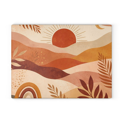 Boho Sunset Desert Waves Glass Cutting Board - view 3