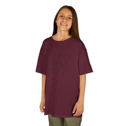 Cute Kids Heavy Cotton Tee - K-Pop Inspired Love Gesture