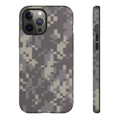 Digital camouflage tough phone case by Printify, rugged protective cover for smartphones with digital camo pattern.