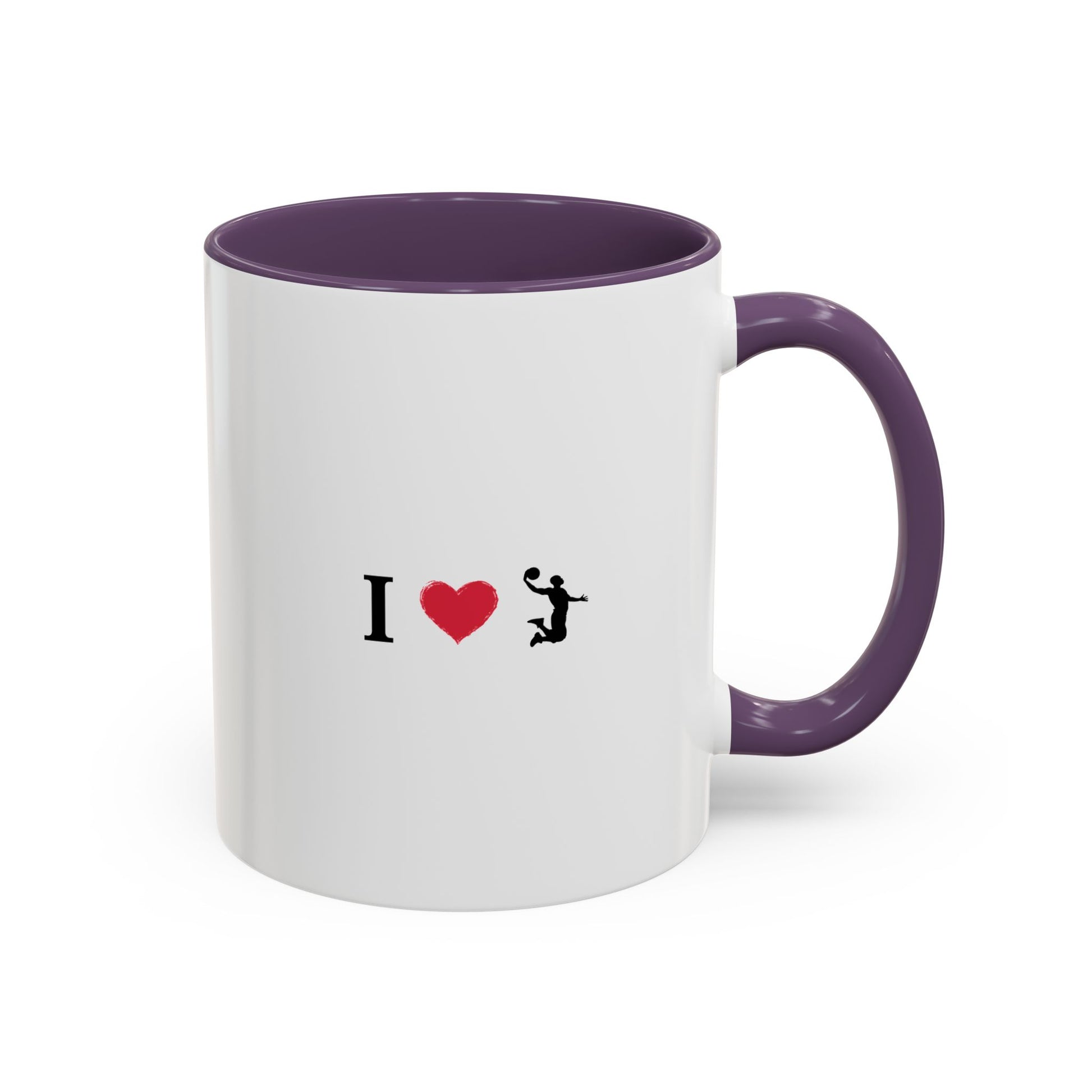 I Love Basketball Coffee Ceramic Mug, Cute Coffee Lover Gift, Personalized Mug for Fun, Black Accent Mug for Birthdays, Holidays, Office - TRV