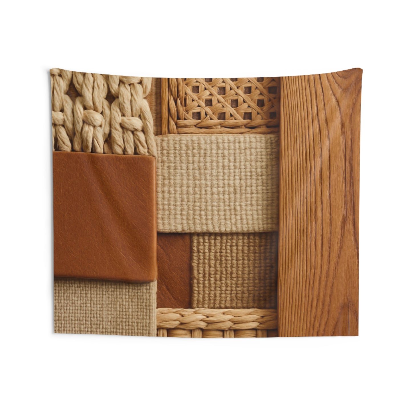 Woven Texture Wall Tapestry — Neutral Boho Patchwork Décor