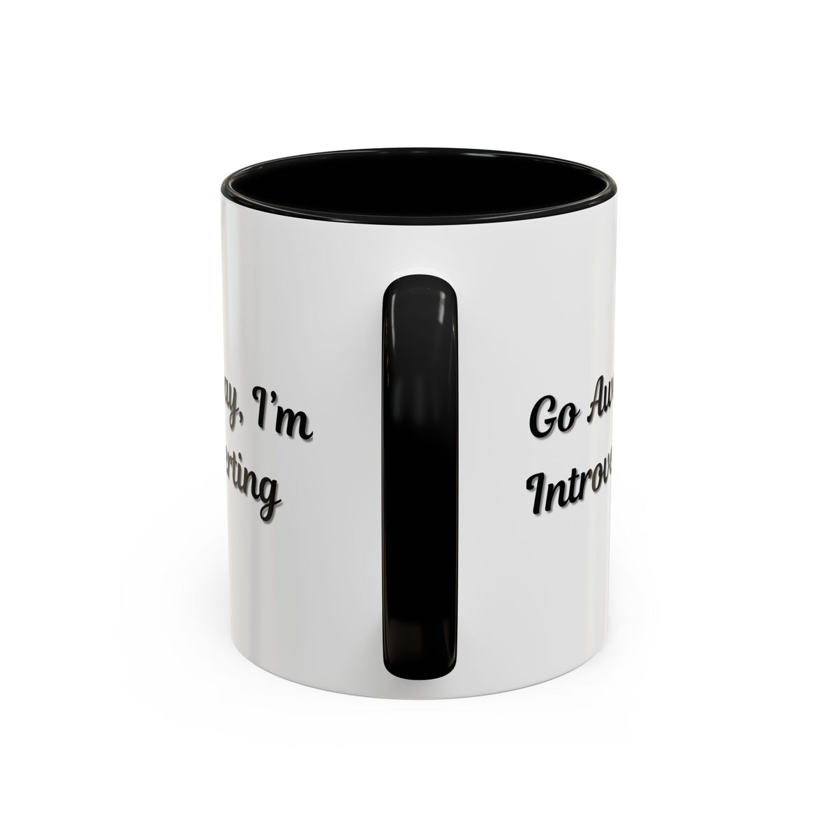 Ceramic coffee mug with "Go Away, I'm Introverting" slogan, 11 oz size, in white with black text, perfect for introverts.