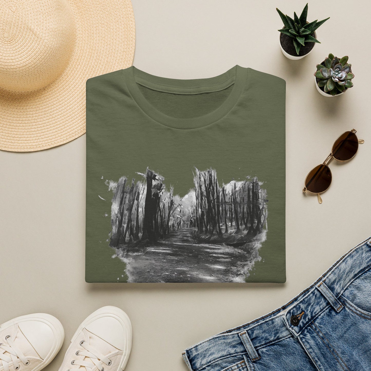 Minimalist Nature-Inspired Unisex Softstyle T-Shirt, Casual Wear, Everyday Style, Gift for Nature Lovers, Eco-Friendly Fashion