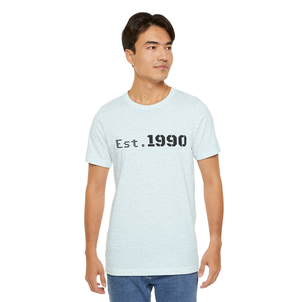 Vintage Est. 1990 T-shirt by Printify featuring classic design and comfortable fit, showcasing the iconic birth year print.