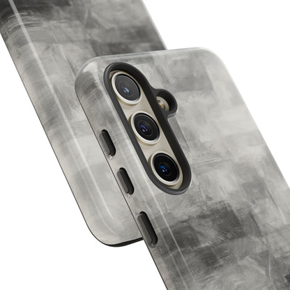 Abstract gray grid phone case for iPhone, tough protective cover by Printify with modern geometric design.