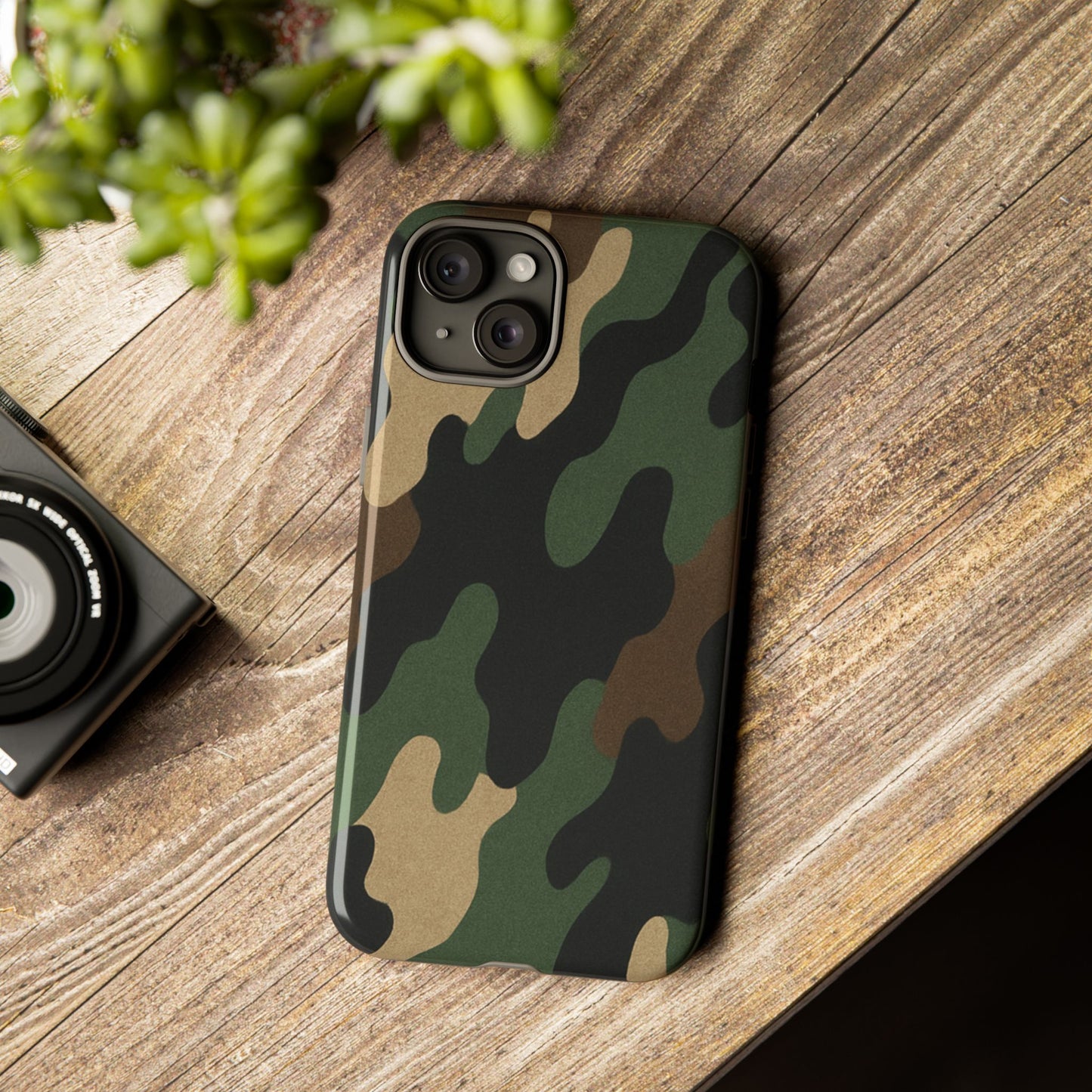 Rugged military green camo Printify tough phone case with protective design for smartphones.