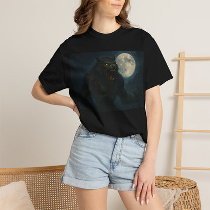 Moonlit Werewolf T-shirt, Unisex Horror Tee, Halloween Gift, Gothic Apparel, Graphic Tee, Nighttime Fantasy Wear