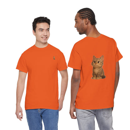 Cute brown kitten graphic T-shirt for cat lovers, featuring a playful cat design on a comfortable Printify tee.