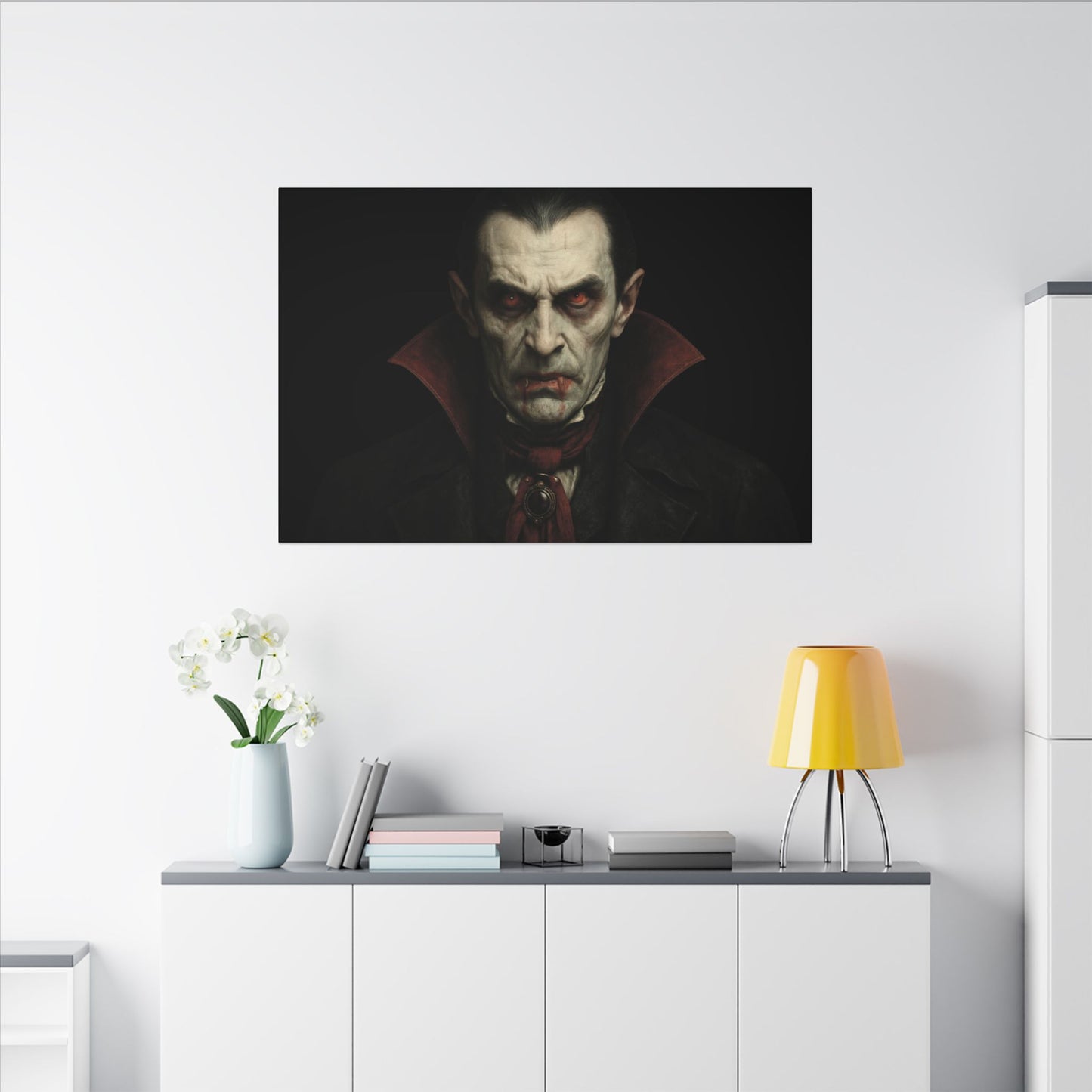 Vampire Portrait Canvas Wall Art – Gothic Dracula Matte Stretched Print