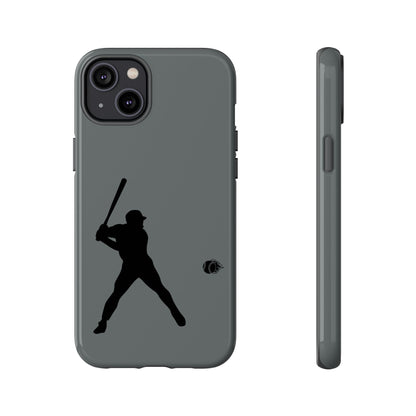 Black iPhone case with white baseball silhouette design, durable protective cover for sporty style and iPhone protection.