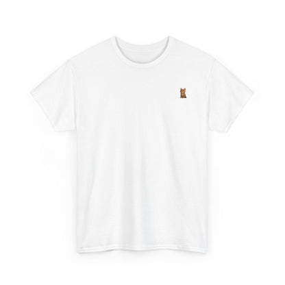 Brown kitten graphic T-shirt for cat lovers, featuring a cute cat print on a casual Printify T-shirt.