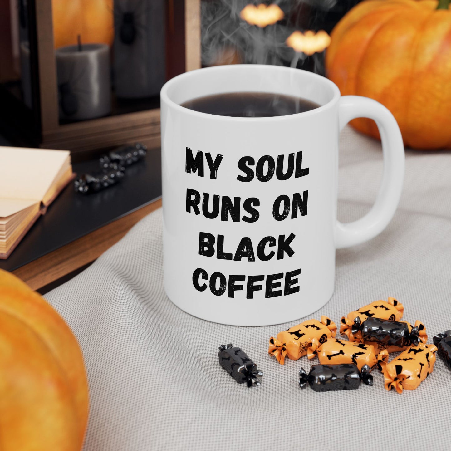 Coffee Lover's Ceramic Mug – 'My Soul Runs on Black Coffee' – Perfect Gift for Coffee Enthusiasts - TRV