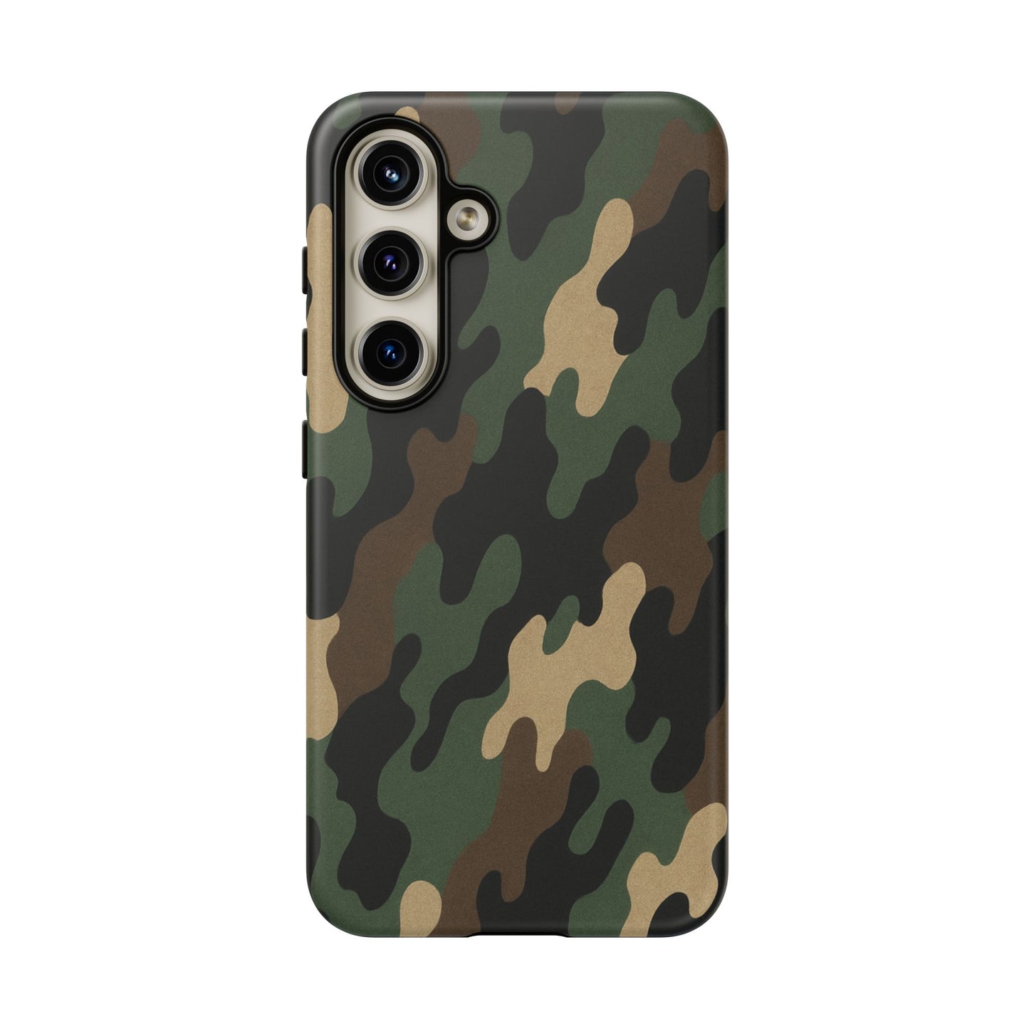 Camouflage tough phone case by Printify showing a rugged, camo pattern protective cover fitting a smartphone.