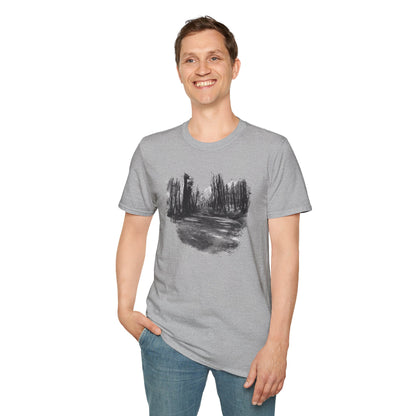 Minimalist Nature-Inspired Unisex Softstyle T-Shirt, Casual Wear, Everyday Style, Gift for Nature Lovers, Eco-Friendly Fashion