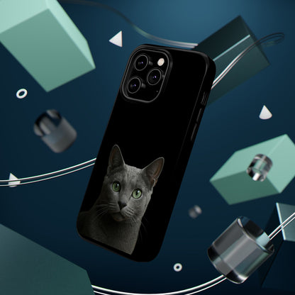 Russian Blue Cat Phone Case — Magnetic Impact-Resistant iPhone Cover