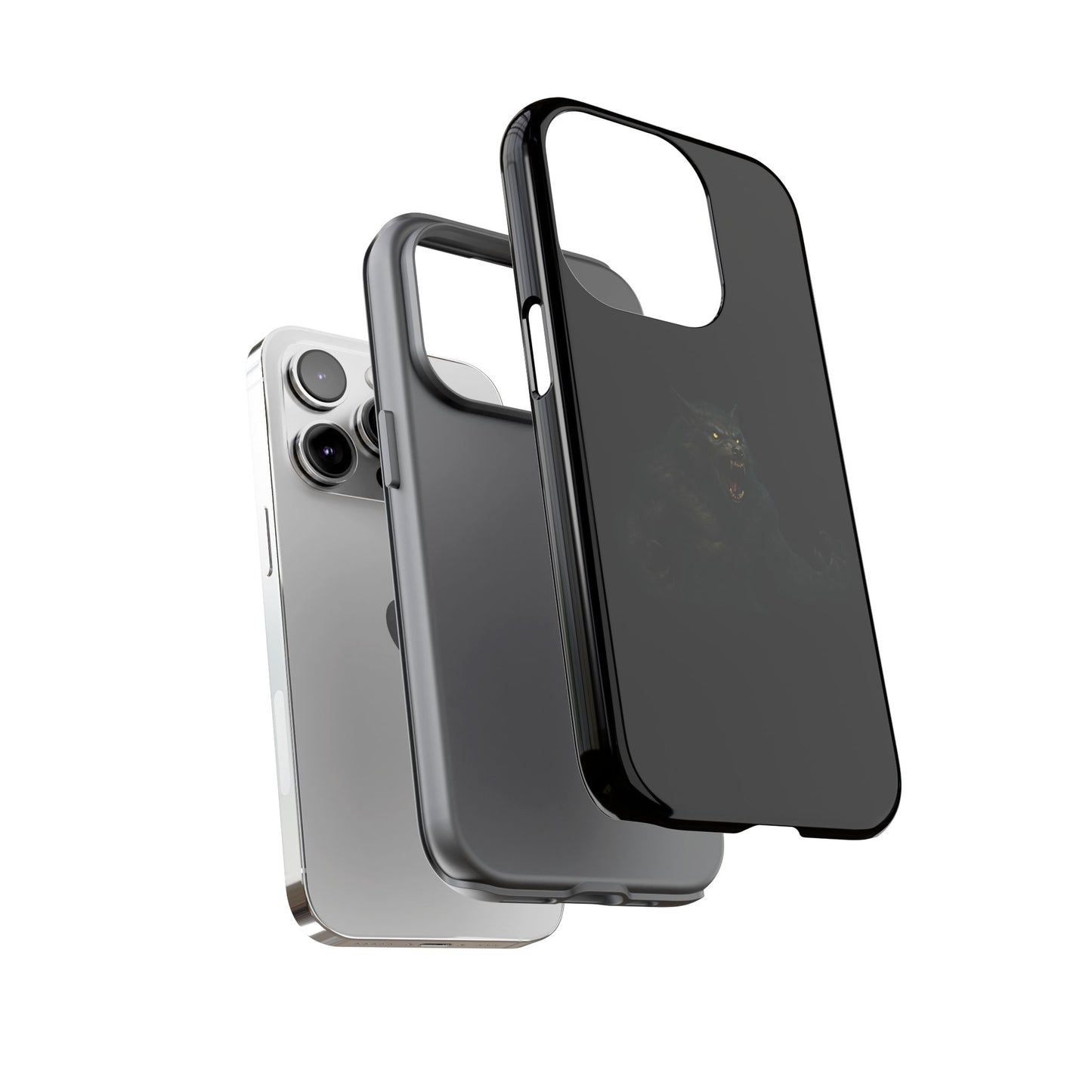 Werewolf phone case with dark monster graphic, tough protective design for smartphones, by Printify.