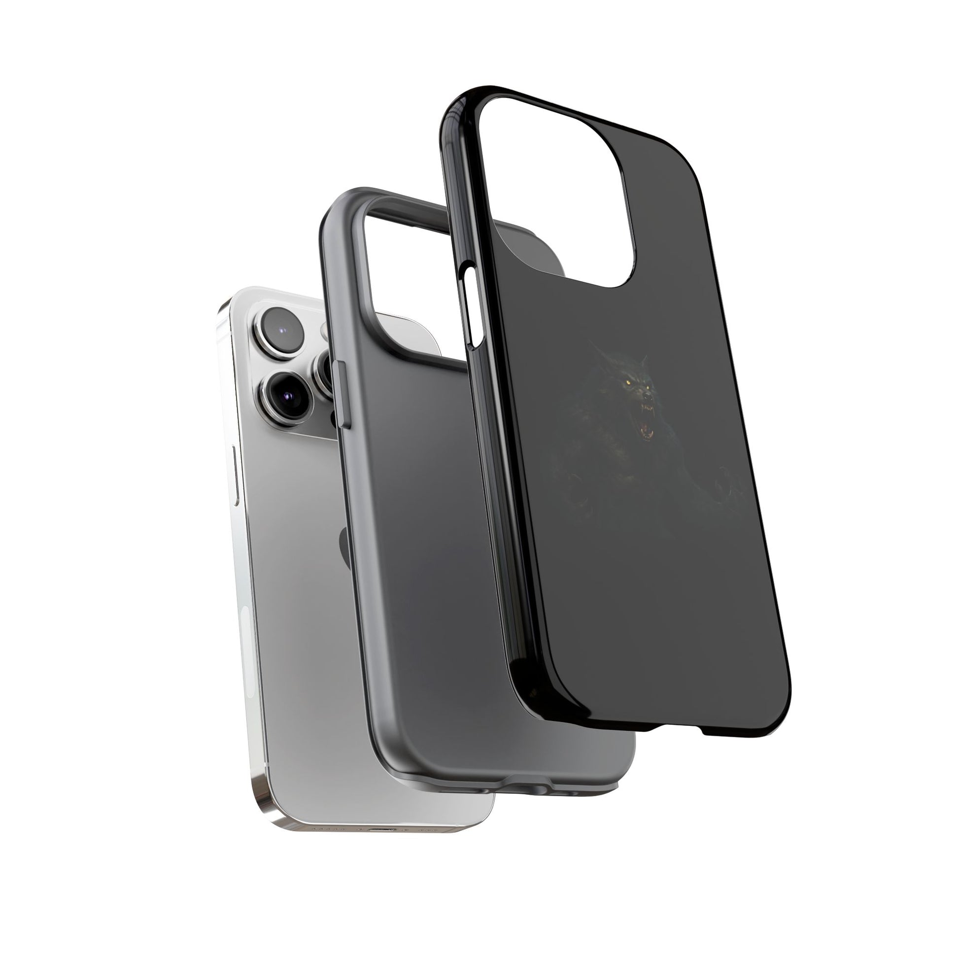 Werewolf phone case with dark monster graphic, tough protective design for smartphones, by Printify.