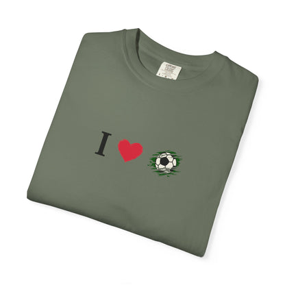 I Love Football (Soccer) Unisex Garment-Dyed T-shirt, Casual Tee, Everyday Wear, Gift for Him/Her, Stylish Apparel - TRV