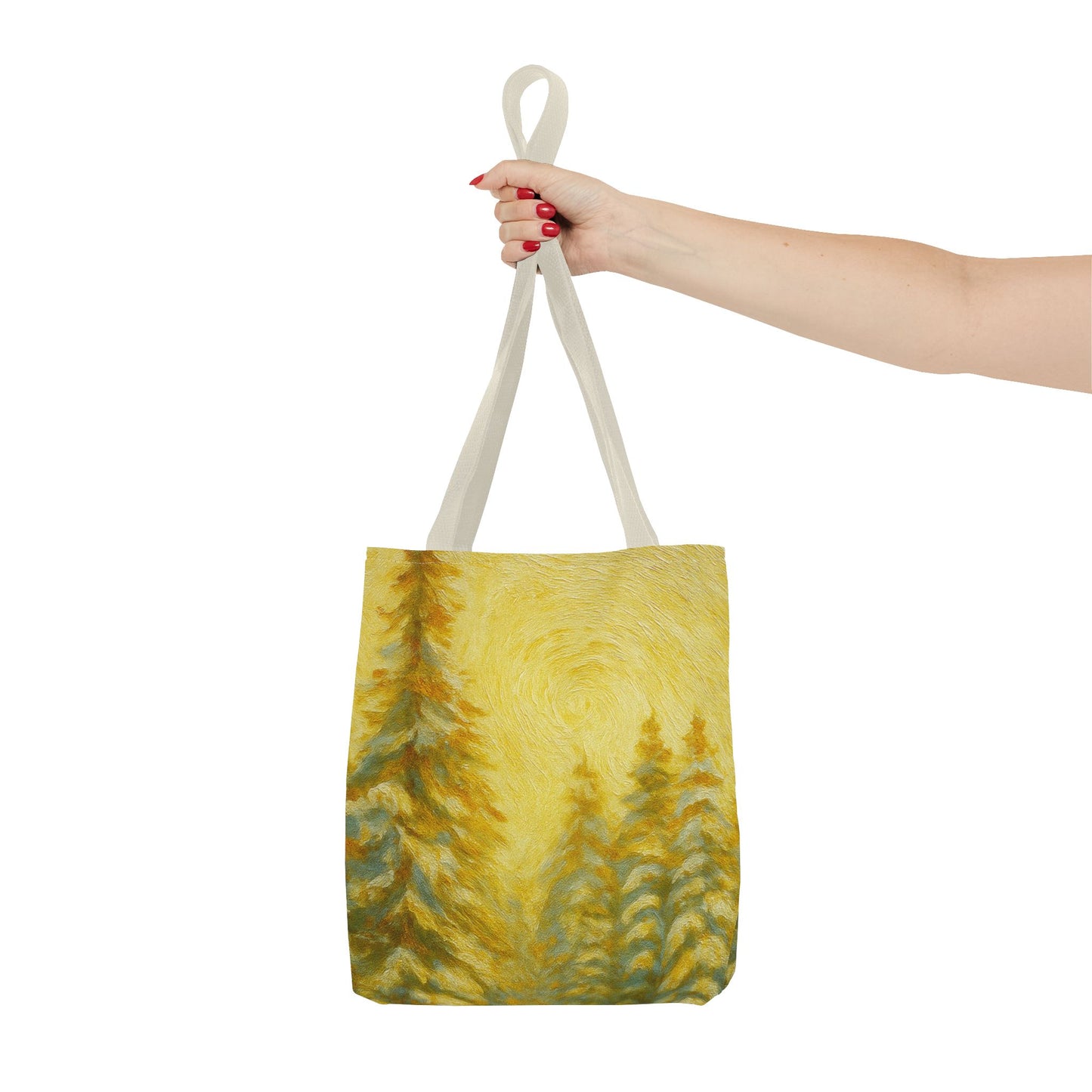 Eco-friendly canvas tote bag featuring a colorful abstract design, ideal for beach or casual carry, by Printify.