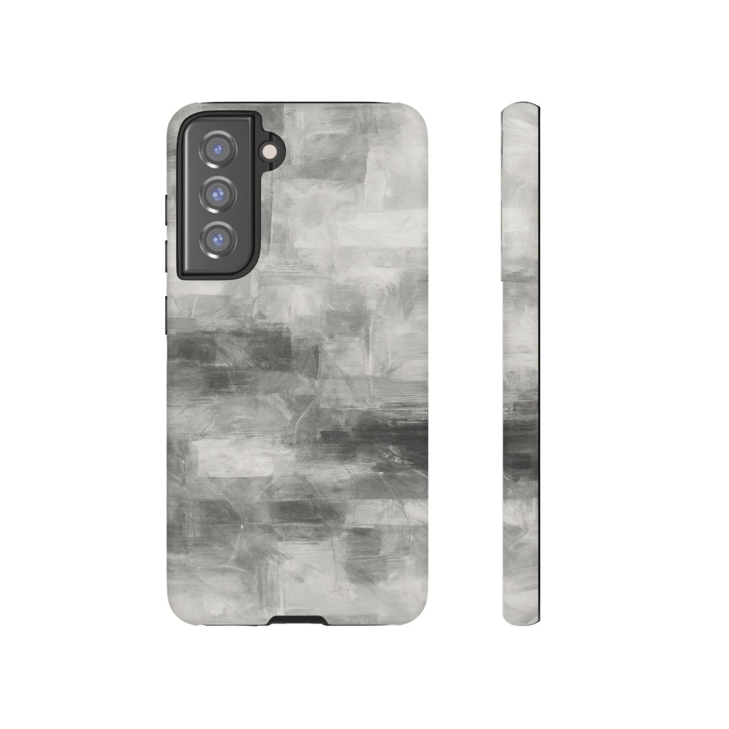 Gray abstract grid phone case for iPhone, tough protective cover with modern geometric design by Printify.