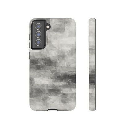 Gray abstract grid phone case for iPhone, tough protective cover with modern geometric design by Printify.