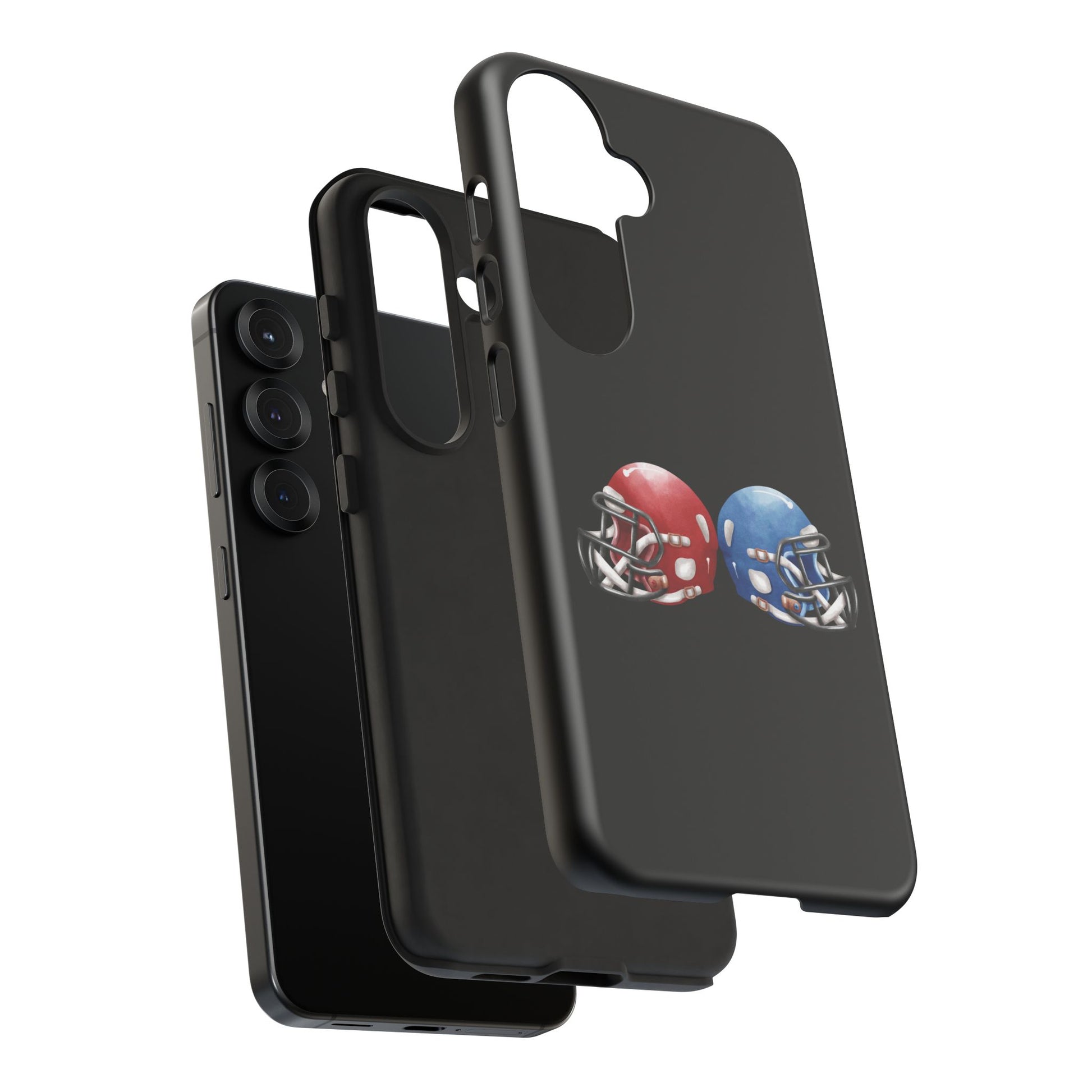 Red and blue football helmet tough phone case for iPhone, protective Printify cover with detailed helmet design.