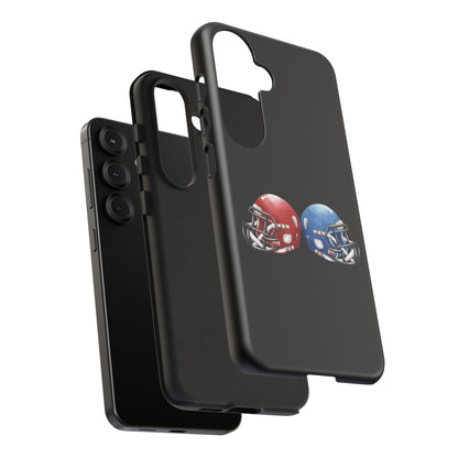 Red and blue football helmet tough phone case for iPhone, protective Printify cover with detailed helmet design.