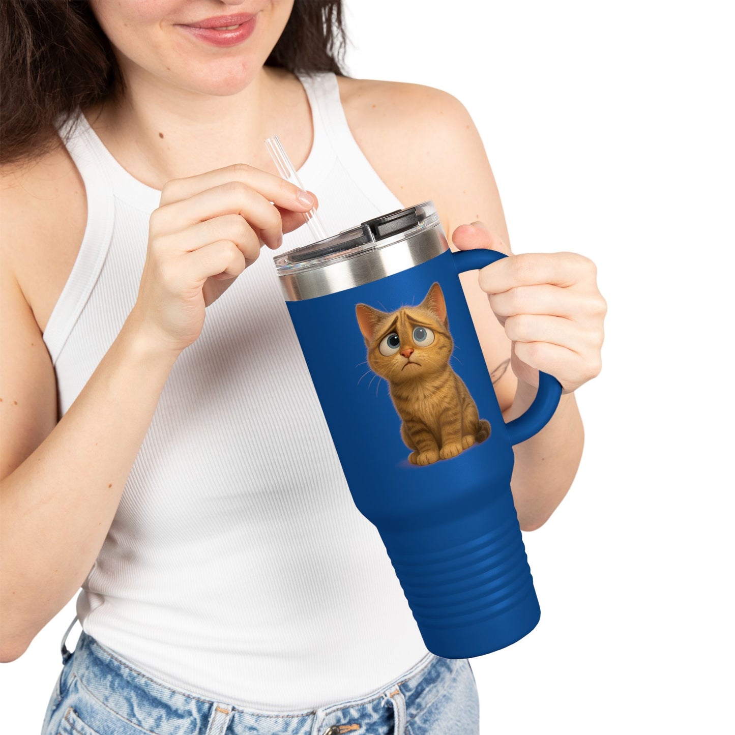 Cute Cat Insulated Travel Mug, 40oz - Perfect for Pet Lovers, Gifts for Cat Owners, Travel Accessories, Cute Drinkware, Animal Lovers - TRV