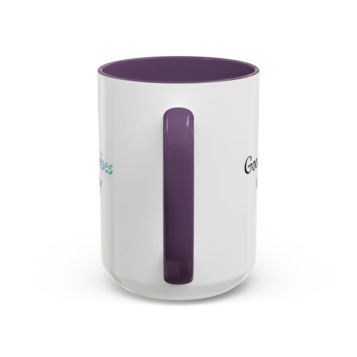 Printify Good Vibes Only coffee mug with positive inspirational message, featuring a stylish design on a ceramic accent mug.