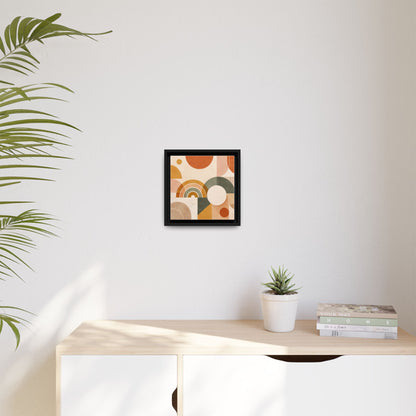 Abstract Terracotta Geometric Rainbow Matte Canvas Framed