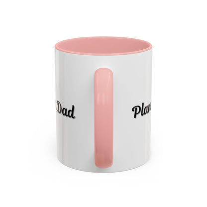 Black-handle Plant Dad coffee mug with plant-themed design, 11oz, perfect for plant lovers and gift-giving.